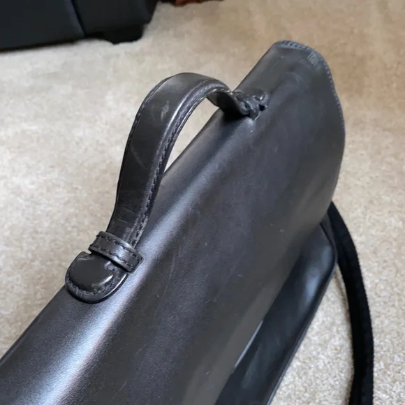 COLE HAAN BRIEFCASE BLACK LEATHER SCHOOL BOY CROSSBODY MESSENGER BAG Attaché